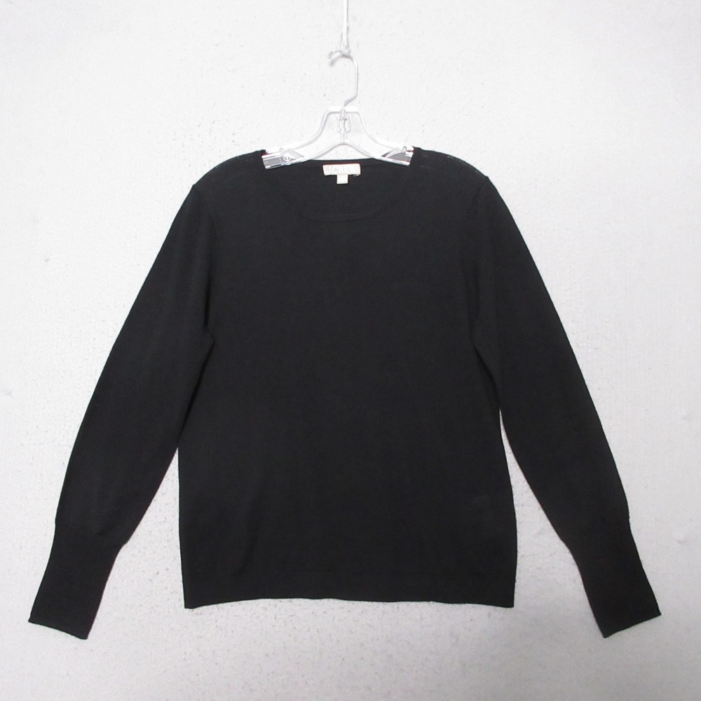 J Crew Sweater Women M Black Halle Merino Wool Layer Minimalist Thin Knit Luxe